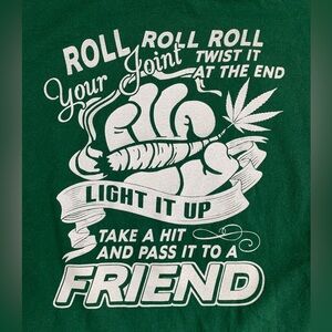 Vtg Fruit Loom Men’s 3XL Graphic Tee  Green Reifer Rolla Joint T shirt